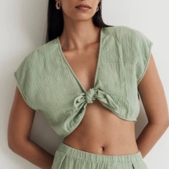 Madewell Tops - Madewell green double gauze cotton top size XL